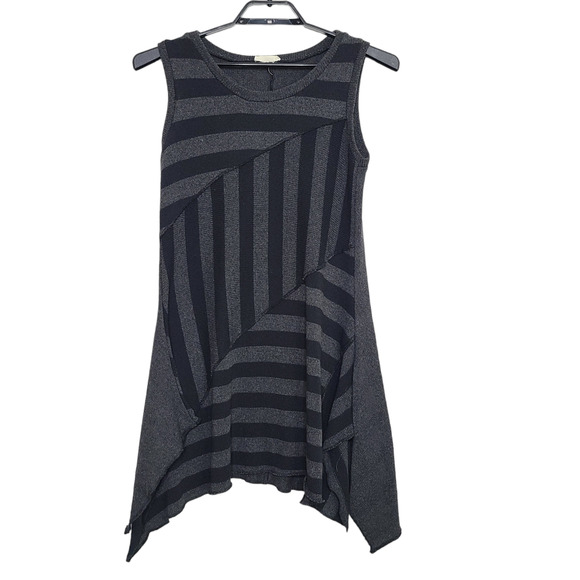 Luukaa Dress Knit Sleeveless Stripes Black Gray Medium Antracite - Picture 1 of 5